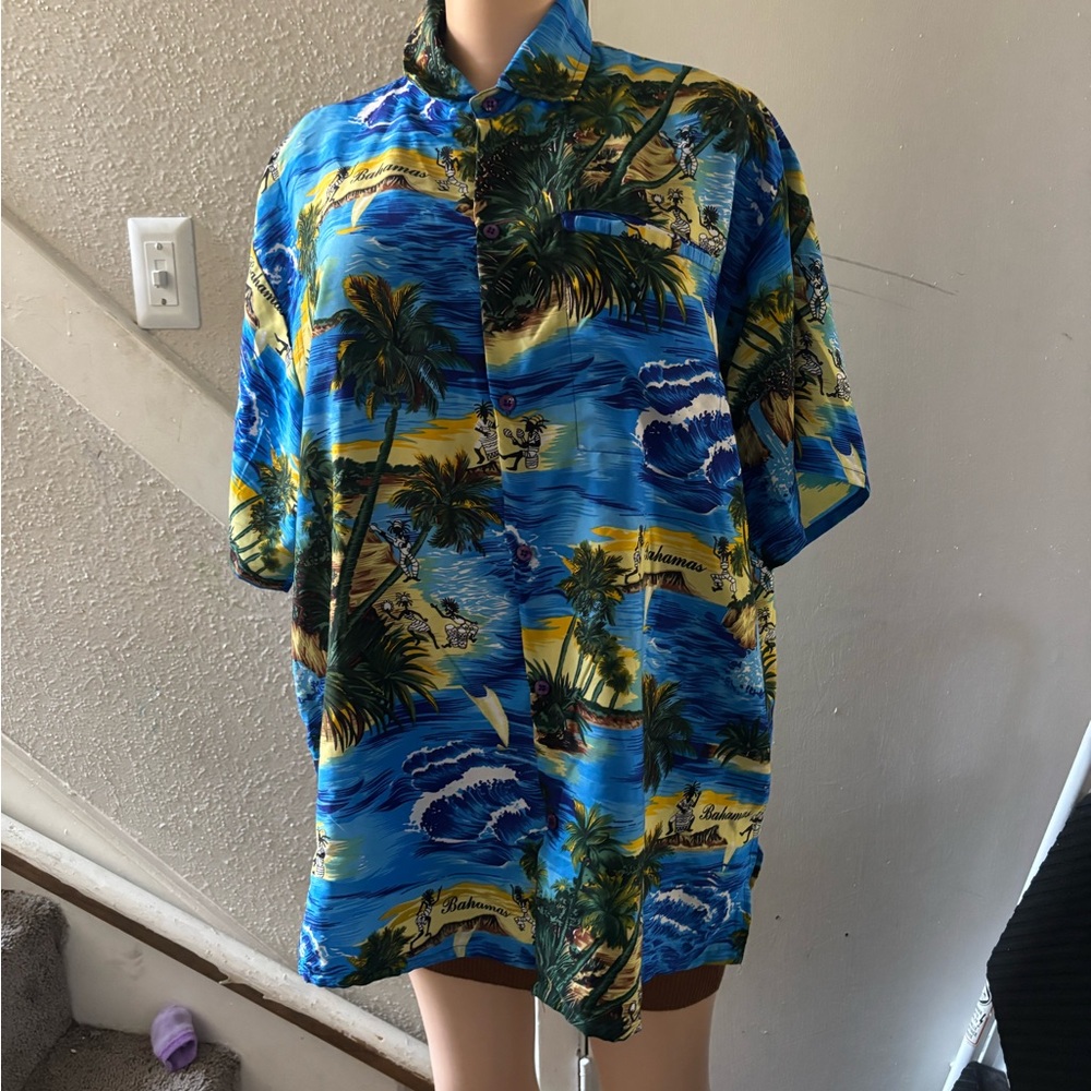 Vintage RIMA Hawaiian Aloha Shirt Mens Palm Tropical Short Sleeve